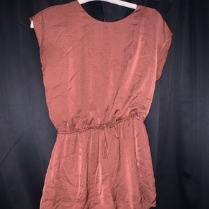 Short sleeve silk romper open back